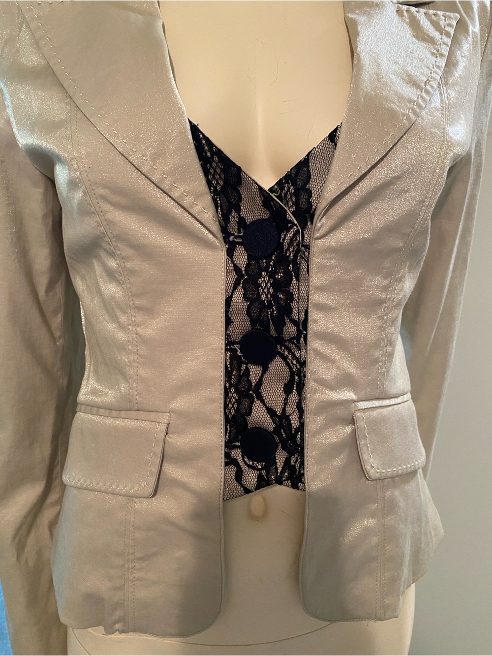 Shimmery Cream Women's Blazer - Elegant Evening Jacket